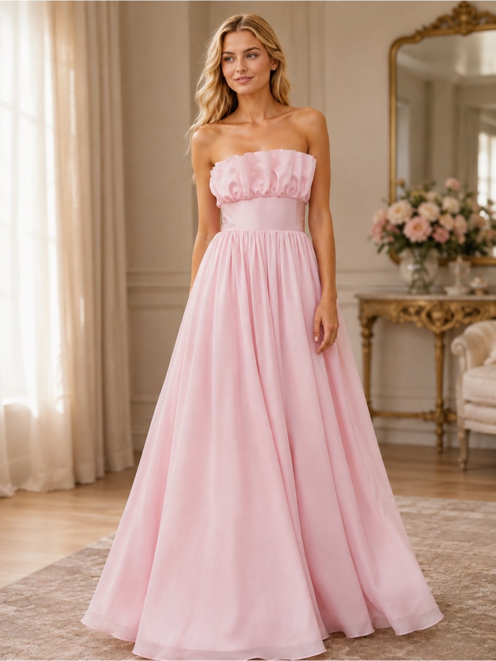 NWT Antonio Melani Esperanza Bubblegum Pink Strapless Maxi Dress Size 4